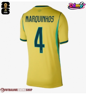 Brazílie Marquinhos #4 Domácí Dres pro Dámy MS 2026 Krátkým Rukávem